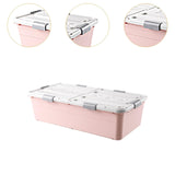 Maxbell Under Bed Storage Box Lidded Storage Bin for Under The Sofa Living Room Shoe Pink