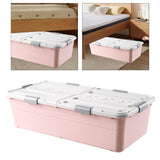 Maxbell Under Bed Storage Box Lidded Storage Bin for Under The Sofa Living Room Shoe Pink