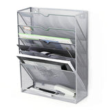 Maxbell Wall Mounted File Organizer Vertical Multilayer for Display files Newspapers Silver