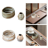 Maxbell Matcha Bowl and Whisk Rest Craft Pottery Bowl for Desktop Office Living Room Brown