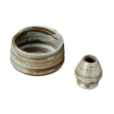 Maxbell Matcha Bowl and Whisk Rest Craft Pottery Bowl for Desktop Office Living Room Brown