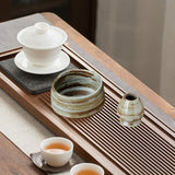 Maxbell Matcha Bowl and Whisk Rest Craft Pottery Bowl for Desktop Office Living Room Brown