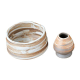 Maxbell Matcha Bowl and Whisk Rest Craft Pottery Bowl for Desktop Office Living Room White