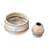 Maxbell Matcha Bowl and Whisk Rest Craft Pottery Bowl for Desktop Office Living Room White