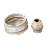 Maxbell Matcha Bowl and Whisk Rest Craft Pottery Bowl for Desktop Office Living Room White