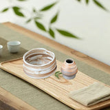 Maxbell Matcha Bowl and Whisk Rest Craft Pottery Bowl for Desktop Office Living Room White