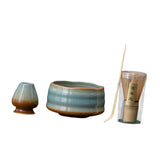 Maxbell Matcha Whisk Set Portable Matcha Set for Tea Lover Tea Preparation Tea House Blue Coffee Crinkle