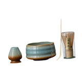 Maxbell Matcha Whisk Set Portable Matcha Set for Tea Lover Tea Preparation Tea House Blue Coffee Crinkle