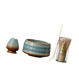 Maxbell Matcha Whisk Set Portable Matcha Set for Tea Lover Tea Preparation Tea House Blue Coffee Crinkle