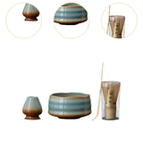 Maxbell Matcha Whisk Set Portable Matcha Set for Tea Lover Tea Preparation Tea House Blue Coffee Crinkle