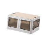 Maxbell Camping Storage Box Foldable Outdoor Bin for Picnic Home Sorting Living Room Wood Lid L
