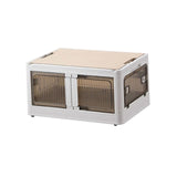 Maxbell Camping Storage Box Foldable Outdoor Bin for Picnic Home Sorting Living Room Wood Lid L