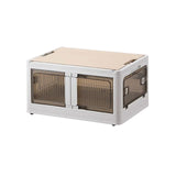 Maxbell Camping Storage Box Foldable Outdoor Bin for Picnic Home Sorting Living Room Wood Lid L