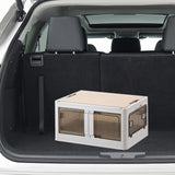 Maxbell Camping Storage Box Foldable Outdoor Bin for Picnic Home Sorting Living Room Wood Lid L