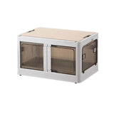 Maxbell Camping Storage Box Foldable Outdoor Bin for Picnic Home Sorting Living Room Wood Lid XL