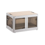 Maxbell Camping Storage Box Foldable Outdoor Bin for Picnic Home Sorting Living Room Wood Lid XL