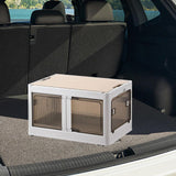 Maxbell Camping Storage Box Foldable Outdoor Bin for Picnic Home Sorting Living Room Wood Lid XL