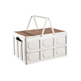 Maxbell Camping Storage Box Foldable Outdoor Bin for Picnic Home Sorting Living Room Wood Lid Portable  L