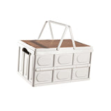 Maxbell Camping Storage Box Foldable Outdoor Bin for Picnic Home Sorting Living Room Wood Lid Portable  L