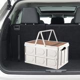 Maxbell Camping Storage Box Foldable Outdoor Bin for Picnic Home Sorting Living Room Wood Lid Portable  L