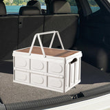 Maxbell Camping Storage Box Foldable Outdoor Bin for Picnic Home Sorting Living Room Wood Lid Portable  L