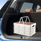 Maxbell Camping Storage Box Foldable Outdoor Bin for Picnic Home Sorting Living Room Wood Lid Portable  L