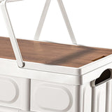 Maxbell Camping Storage Box Foldable Outdoor Bin for Picnic Home Sorting Living Room Wood Lid Portable  L