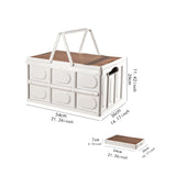 Maxbell Camping Storage Box Foldable Outdoor Bin for Picnic Home Sorting Living Room Wood Lid Portable  L