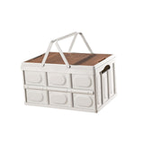 Maxbell Camping Storage Box Foldable Outdoor Bin for Picnic Home Sorting Living Room Wood Lid Portable S