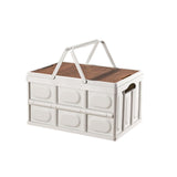 Maxbell Camping Storage Box Foldable Outdoor Bin for Picnic Home Sorting Living Room Wood Lid Portable S