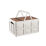 Maxbell Camping Storage Box Foldable Outdoor Bin for Picnic Home Sorting Living Room Wood Lid Portable S