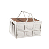 Maxbell Camping Storage Box Foldable Outdoor Bin for Picnic Home Sorting Living Room Wood Lid Portable S