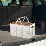 Maxbell Camping Storage Box Foldable Outdoor Bin for Picnic Home Sorting Living Room Wood Lid Portable S