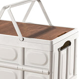 Maxbell Camping Storage Box Foldable Outdoor Bin for Picnic Home Sorting Living Room Wood Lid Portable S