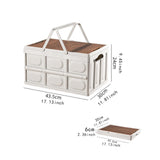 Maxbell Camping Storage Box Foldable Outdoor Bin for Picnic Home Sorting Living Room Wood Lid Portable S