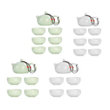 Maxbell Travel Tea Set Practical with Case Ceramic Teapot for Camping Office Outdoor Green 6 Cups