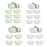 Maxbell Travel Tea Set Practical with Case Ceramic Teapot for Camping Office Outdoor Green 6 Cups