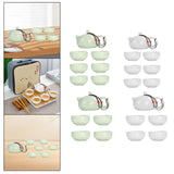 Maxbell Travel Tea Set Practical with Case Ceramic Teapot for Camping Office Outdoor Green 6 Cups