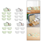 Maxbell Travel Tea Set Practical with Case Ceramic Teapot for Camping Office Outdoor Green 6 Cups