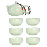 Maxbell Travel Tea Set Practical with Case Ceramic Teapot for Camping Office Outdoor Green 6 Cups