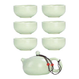 Maxbell Travel Tea Set Practical with Case Ceramic Teapot for Camping Office Outdoor Green 6 Cups