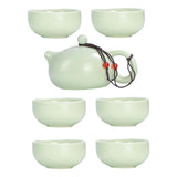 Maxbell Travel Tea Set Practical with Case Ceramic Teapot for Camping Office Outdoor Green 6 Cups