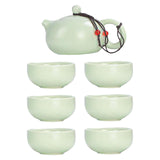 Maxbell Travel Tea Set Practical with Case Ceramic Teapot for Camping Office Outdoor Green 6 Cups
