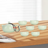 Maxbell Travel Tea Set Practical with Case Ceramic Teapot for Camping Office Outdoor Green 6 Cups