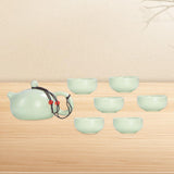 Maxbell Travel Tea Set Practical with Case Ceramic Teapot for Camping Office Outdoor Green 6 Cups