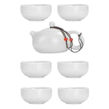 Maxbell Travel Tea Set Practical with Case Ceramic Teapot for Camping Office Outdoor White 6 Cups
