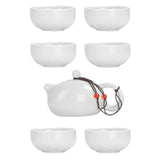 Maxbell Travel Tea Set Practical with Case Ceramic Teapot for Camping Office Outdoor White 6 Cups