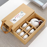 Maxbell Travel Tea Set Practical with Case Ceramic Teapot for Camping Office Outdoor White 6 Cups