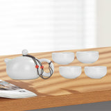 Maxbell Travel Tea Set Practical with Case Ceramic Teapot for Camping Office Outdoor Green 4 Cups