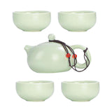 Maxbell Travel Tea Set Practical with Case Ceramic Teapot for Camping Office Outdoor White 4 Cups